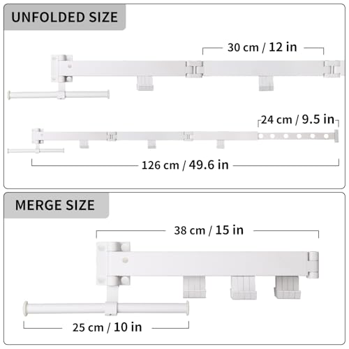 Wall Mounted Clothes Drying Rack Tri-Fold, White - Image 3