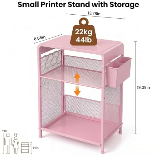 Small 3 Tier Printer Stand for Under Desk, Height | Home Organization - Image 3