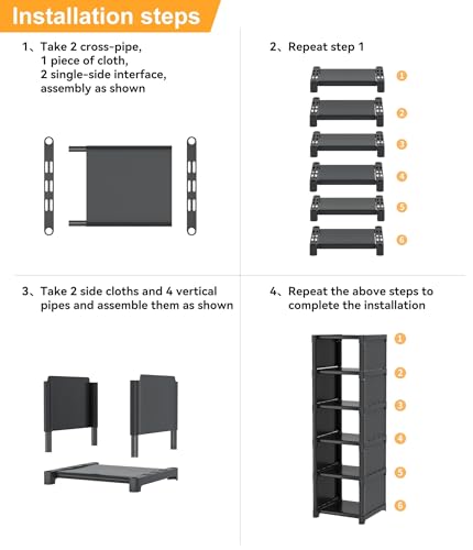 6-Tier Narrow Shoe Rack, Vertical Small Space Shoe Organizer - Image 8