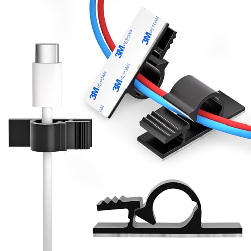 XHF 100pcs Adhesive Cable Wire Clips Black, Outdoor | All Products - Image 2