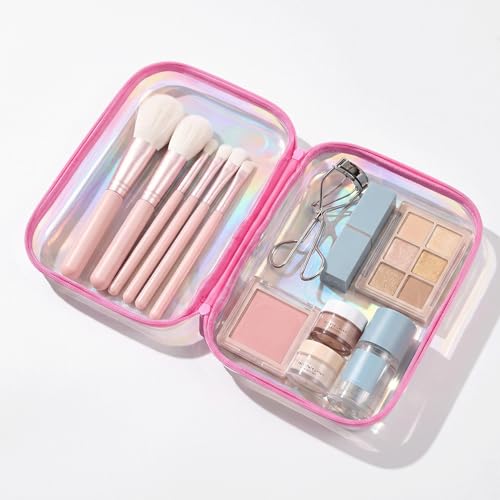 Clear Hard Shell Zipper Organizer Cases, 2 Pack, Iridescent - Image 4