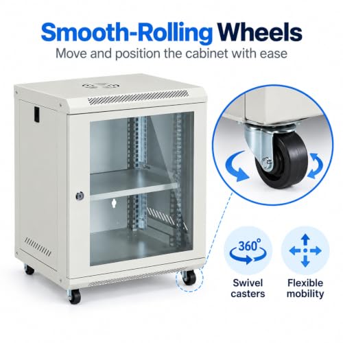 12U Wall-Mount & Rolling Network Cabinet for 19" Rack - Image 7