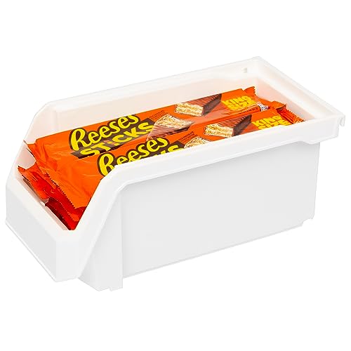 ReadySpace Medium Stackable Plastic Storage Bins, 8-Pack, White - Image 7