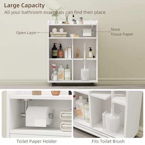 Slim Bathroom Storage Cabinet, Slim Floor Cabinet - Image 7