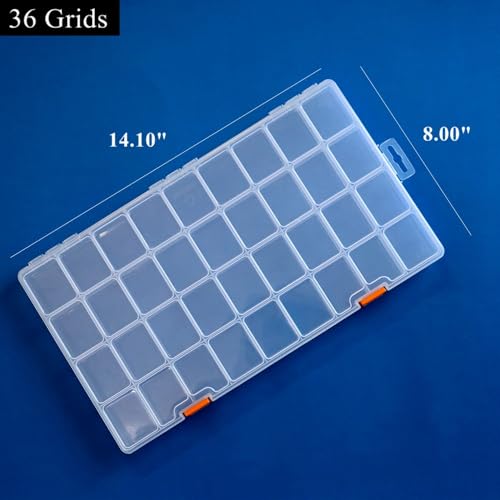 3 Pack 36 Grids Clear Plastic Storage Box with Dividers - Image 3