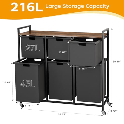 HOMEIJU Laundry Basket with Wheels, Rolling Laundry Hamper - Image 3