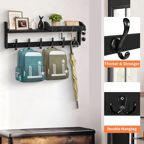 27.5" Wall Mount Coat Rack with Shelf, Key Holder & Mail - Image 5