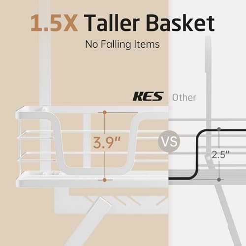 KES Over The Door Ironing Board Hanger with Storage Shelf, White - Image 3
