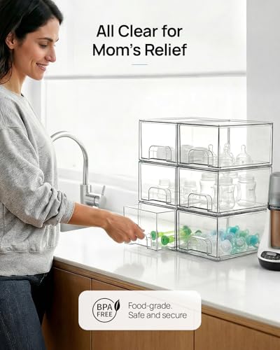 Vtopmart 6 Pack Small Clear Stackable Storage Drawers for Desk, Countertop - Image 6