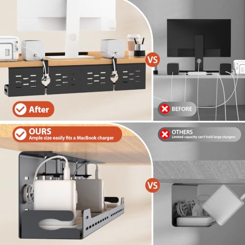 Univivi Under Desk Cable Management Tray, Cable Mana | Small Space Liv - Image 4