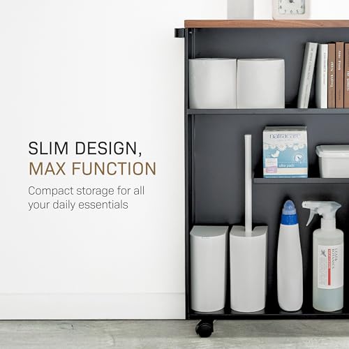 YAMAZAKI Home Slim Rolling Storage Cart – Narrow Bathroom Storage - Image 3