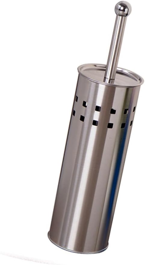 tooloflife Toilet Brush Rust-Resistant with Strong Bristles and Soft Handle Holder Set for Toilet Cleaning Silver