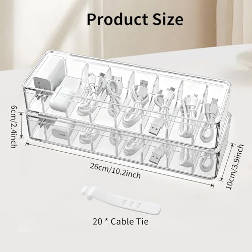 2 Pack Cable Organizer Box with Lid - Image 7