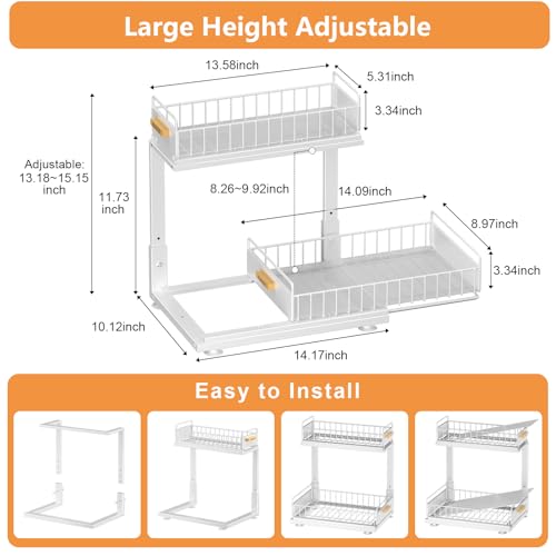 Under Sink Organizer, High Adjustable 2 Tier Under Kitchen Sink - Image 5