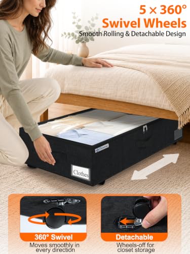 punemi 10" Tall 75L Under Bed Storage Bins with Wheels - Image 5