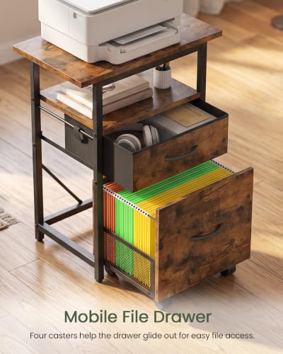 2-Drawer File Cabinet, Printer Stand, Rustic Brown and Black - Image 7