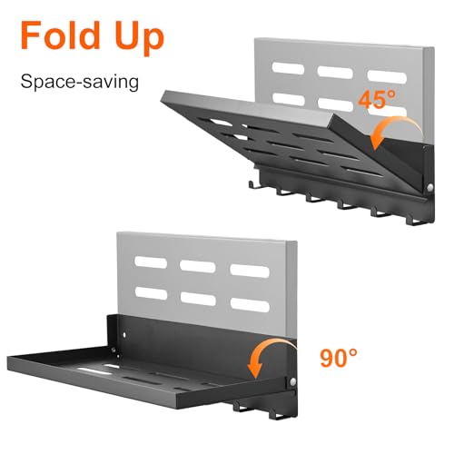 2 Pcs Folding Wall Shelf with Hooks 90° Foldable Shelf - Image 5