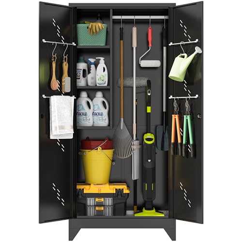75" Metal Garage Storage Cabinet, Cleaning Tool Storage Cabinet - Image 2