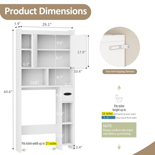 Over the Toilet Storage Cabinet, Freestanding Storage - Image 3
