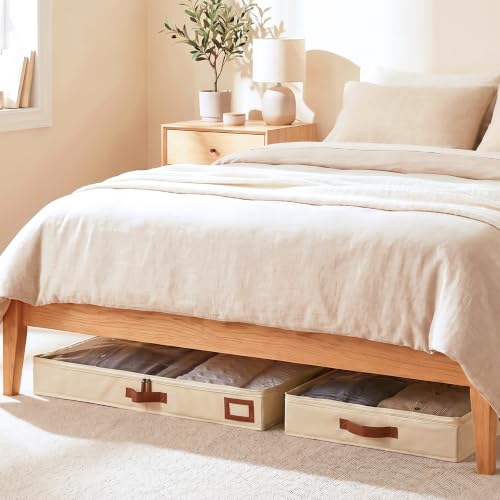 4" Low Profile Under Bed Storage Bins (2-Pack, Cream Beige) - Image 7