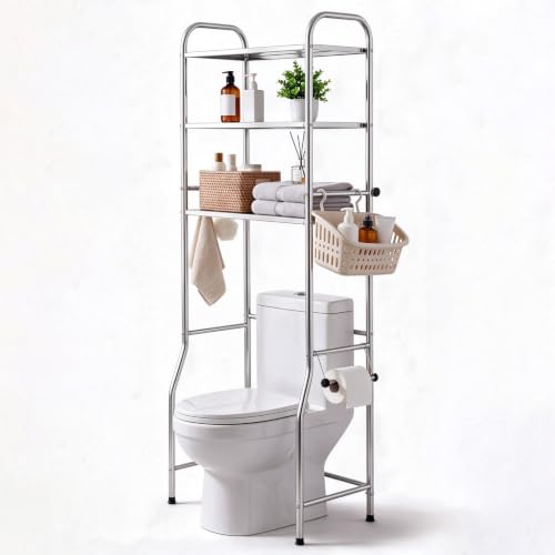 Over The Toilet Storage 3 Tier Stainless Steel Bathroom Organizer - Image 2