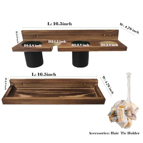 Hair Tool Organizer Wall Mount Holder, 2 Layer Rustic Blow - Image 3