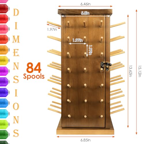 Acacia Wood 84 Spools Thread Rack/Thread Holder Organizer - Image 4