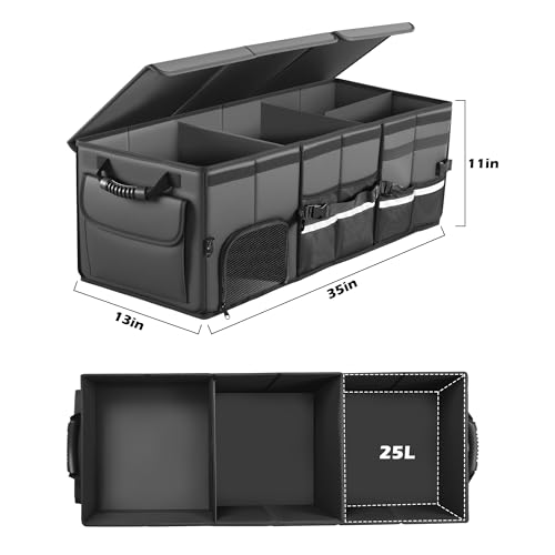 Car Trunk Organizer, 3 Compartment Collapsible Trunk Storage - Image 4