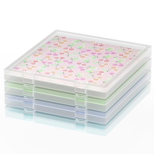 12x12 Scrapbook Paper Storage, 4 Pack Stackable Containers - Image 2