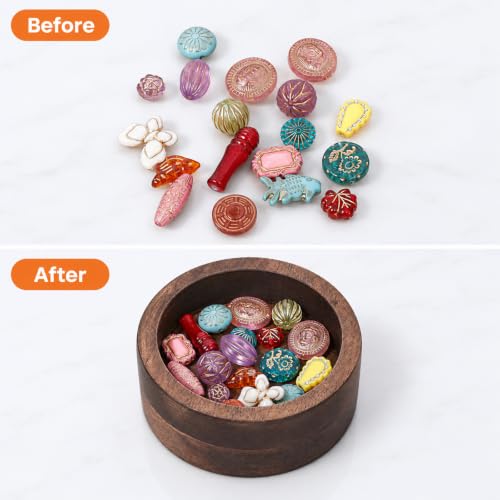 Ring Holder for Men Walnut Wood Ring Tray Round Wooden Jewelry - Image 4