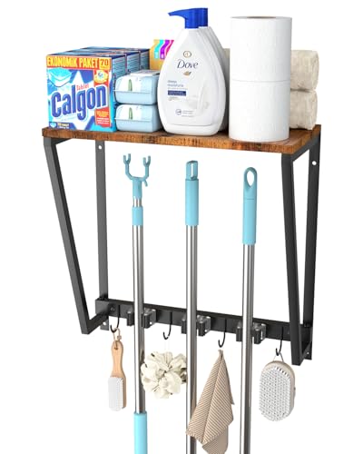 Broom and Mop Organizer Wall Mount, Heavy Duty Broom - Image 2