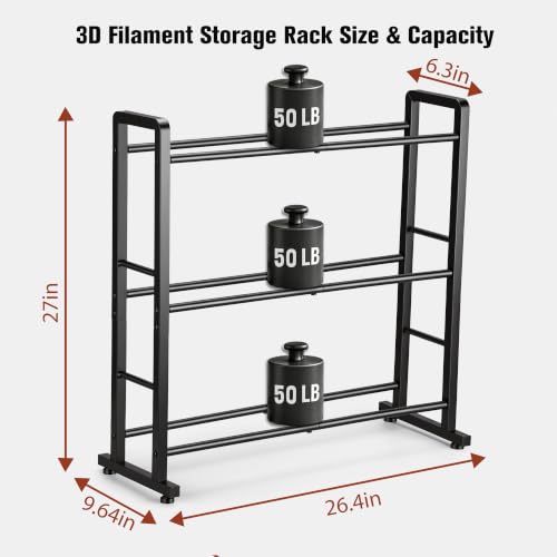 facka 3D Printer Filament Storage Rack, 3-Tier Metal - Image 5