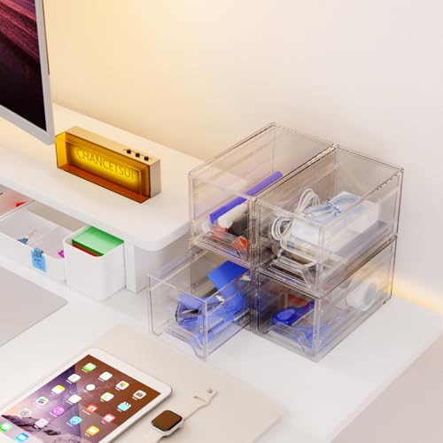 Clear Stackable Desk Drawer Organizer: Acrylic Small Storage - Image 5