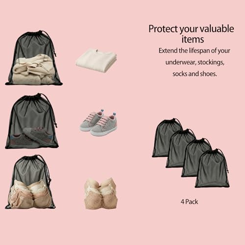 4 Pack Mesh Travel Laundry Bag 16" x 20"Extra Large Dirty Clothes - Image 7