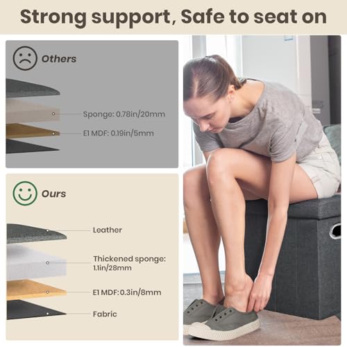 COSYLAND Collapsible Fabric Ottoman Footrest with Storage - Image 6