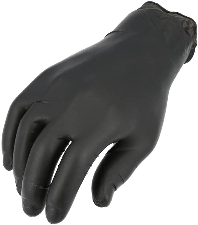 PackagingSuppliesByMail PSBM Industrial Nitrile Extra Thick Disposable Gloves, Black, Textured Fingertips