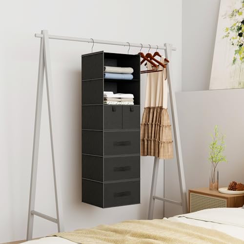 6-Shelf Hanging Closet Organizer with 5 Drawers, Non-Woven - Image 5