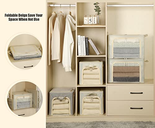 3 Openings Large Clothes Storage Bins with Metal Frame - Image 6