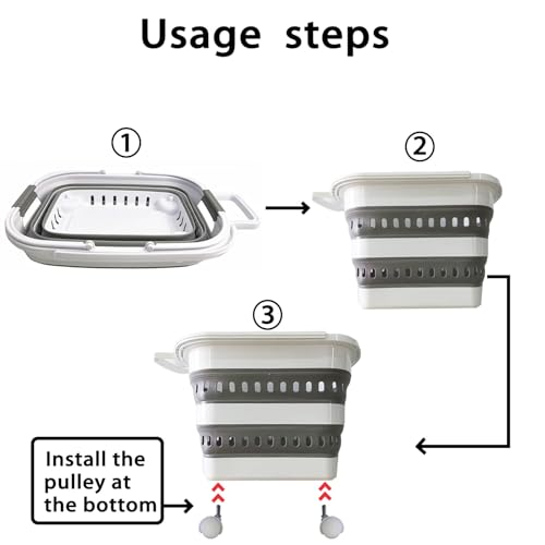 Folding Laundry Basket with Wheels Handle Collapsible - Image 4