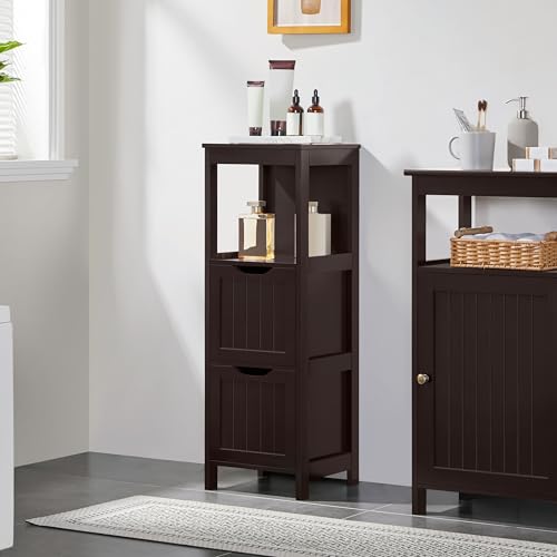 Yaheetech Small Bathroom Storage Cabinet with 2 Drawers & - Image 3