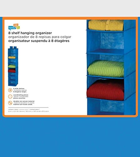 Honey-Can-Do 8-Shelf Non-Woven Hanging Closet Organizer, Ocean Blue