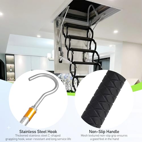 Attic Ladder Pull Down Kit, 60" Rod with Aluminum Handle & - Image 6