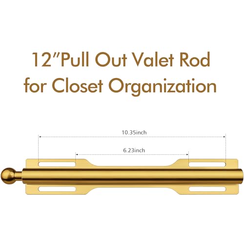 12" Valet Rod for Closet Pull Out (1 Pack, Brushed Gold) - Image 3