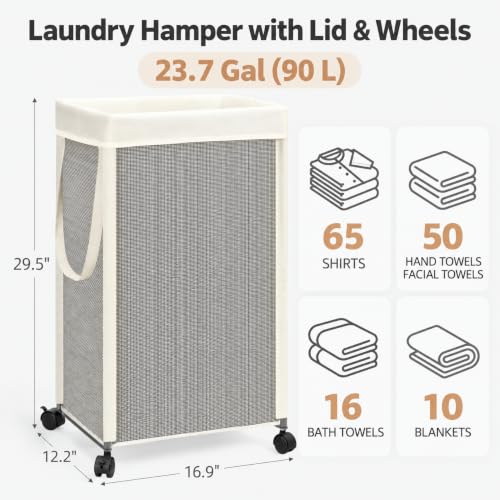STORAGE MANIAC Laundry Hamper with Wheels, Rolling Laundry Basket - Image 4