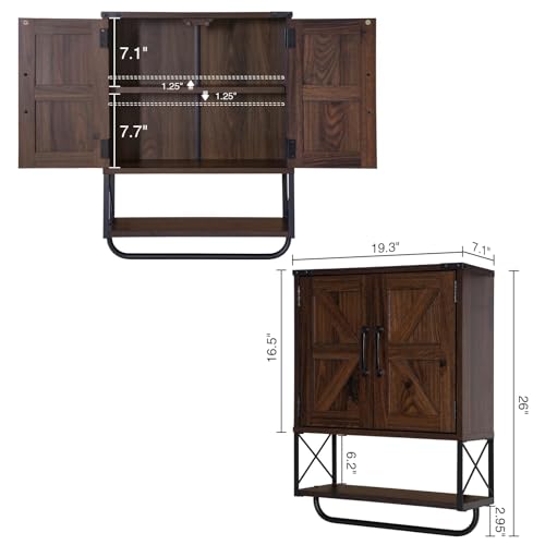RUSTOWN Farmhouse Medicine Cabinet with 2 Barn Door & - Image 4