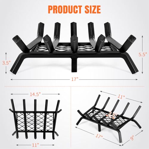 INNO STAGE 17 Inch Fireplace Grate with Ember Retainer - Image 3