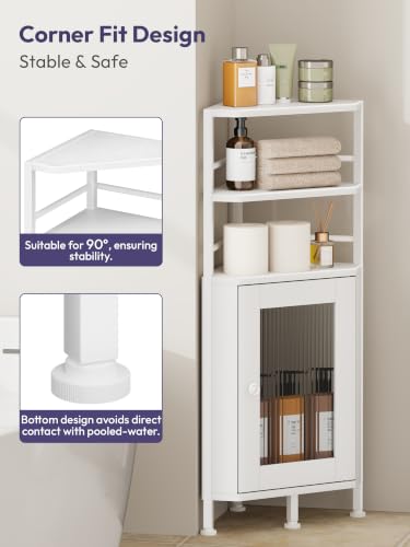 Small Corner Bathroom Cabinet - 9.84" x 31.1", White - Image 6