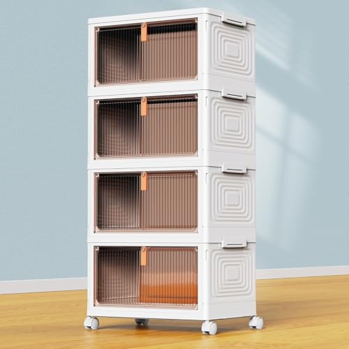 YFXCVSL 4 Tier Plastic Storage Bins with Lid 23QT, Stackable - Image 2