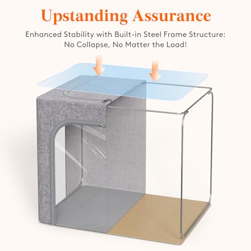 Lifewit 4 Pack Clothes Storage Bins with Metal Frame, Stackable - Image 3