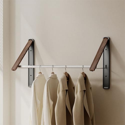 Wall-Mounted Retractable Clothes Drying Rack(Walnut, 2 Pack) - Image 2